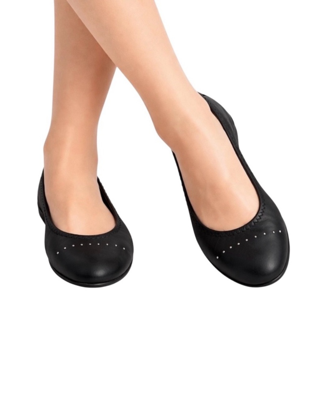 AGL Attilio Giusti Leombruni Leather Ballet Flat EU 40 US 9 Black Made Italy